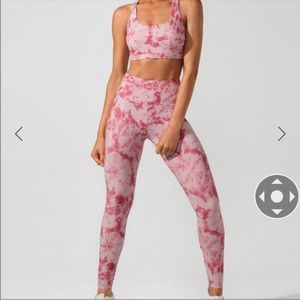Lorna’ Jane high rise leggings Sz S Pink high waisted full length tie dye small